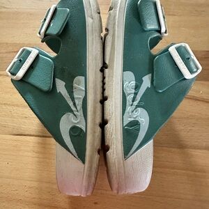 Green Women's Sandals with Buckle Straps